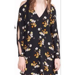 Zara Trafaluc Long Sleeve dress | Floral black